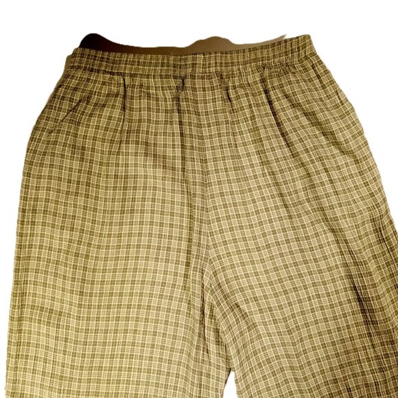 PANTSUIT 2 pc set sz 12P Jacket and Pants Casual Vacation Green Plaid Zip - Picture 14 of 14